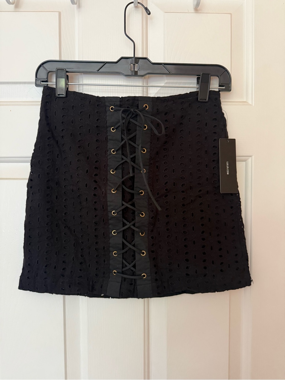 Lulu's Black Eyelet Lace-Up Mini Skirt